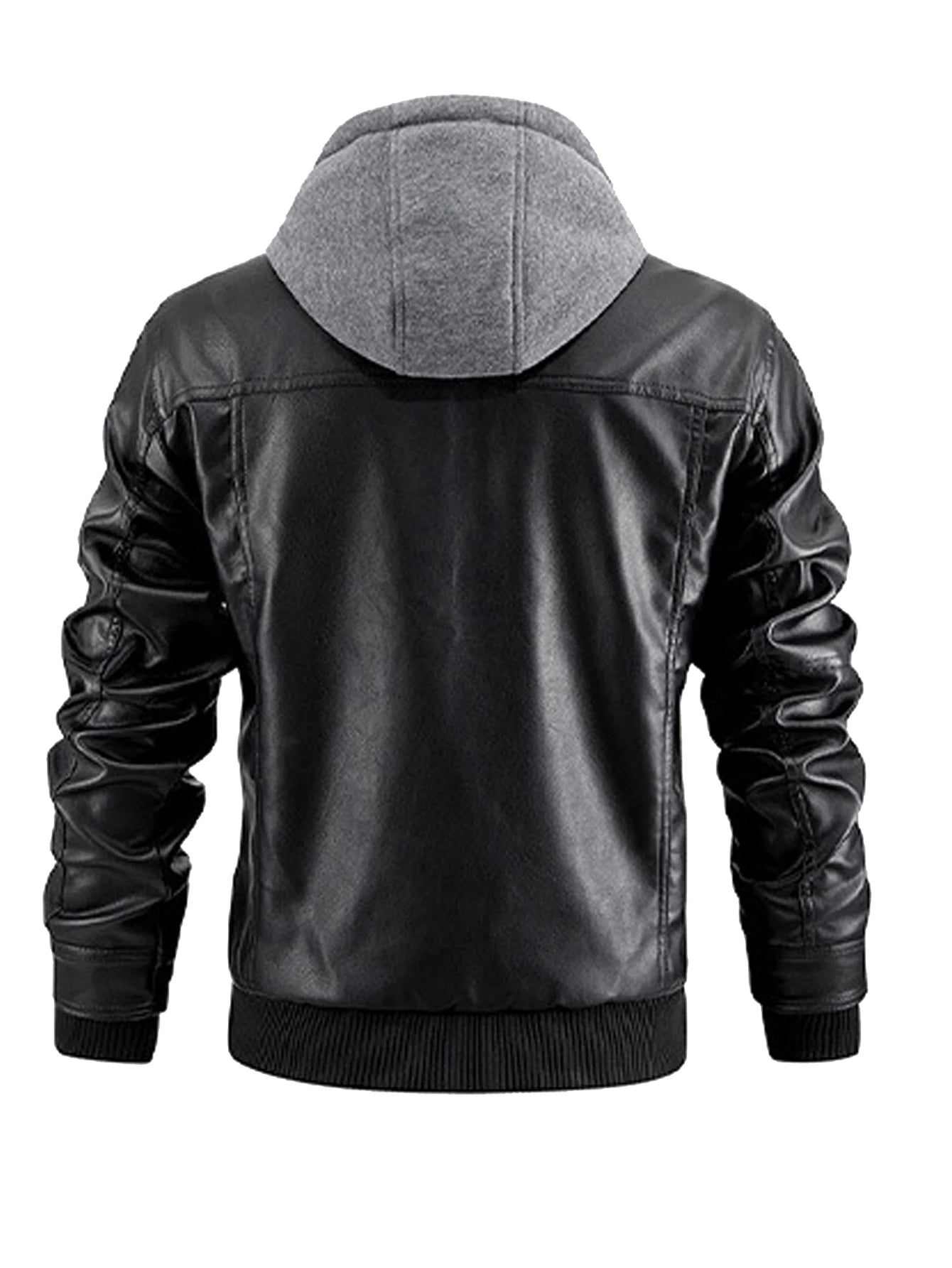 Veste en cuir à capuche homme