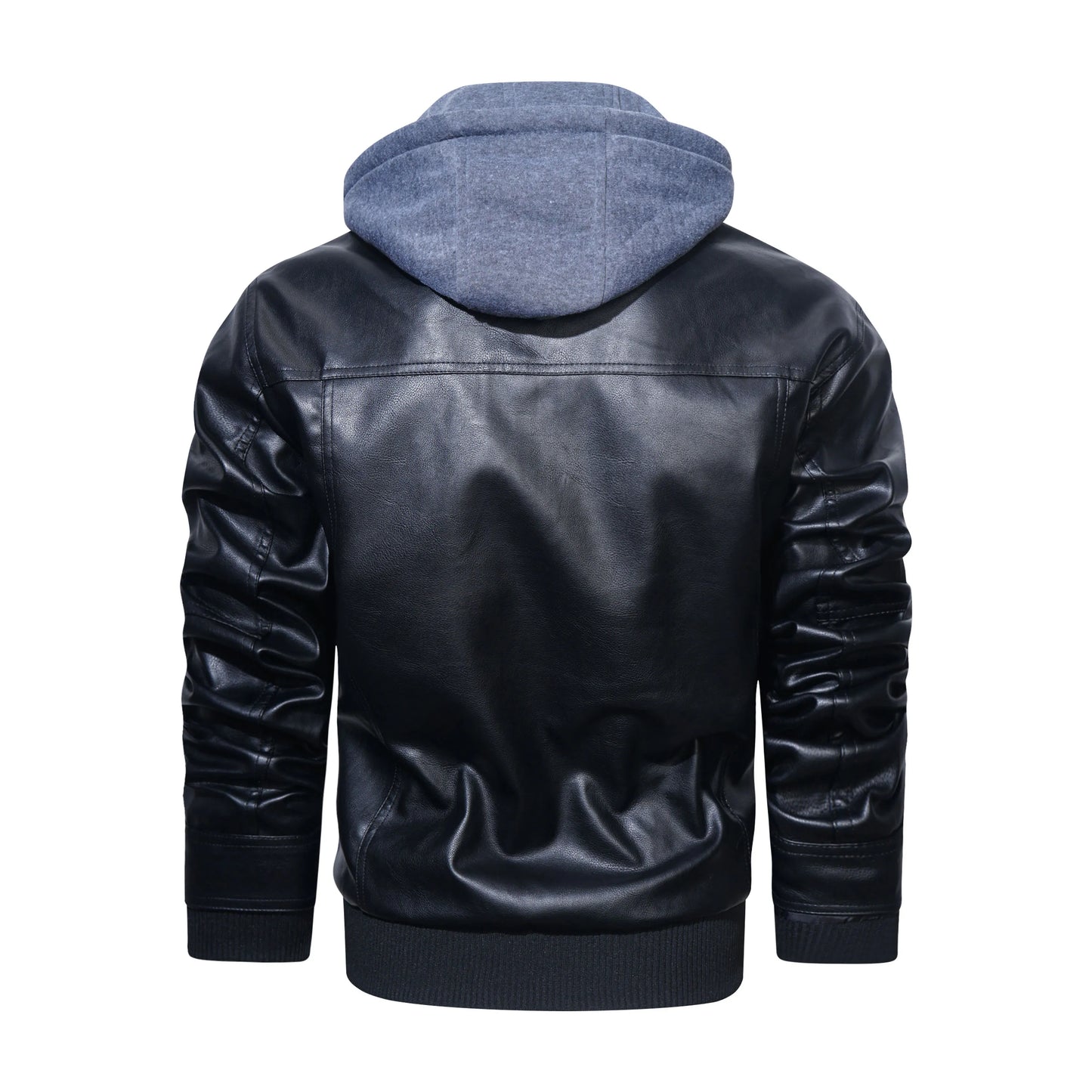 Veste en cuir à capuche homme