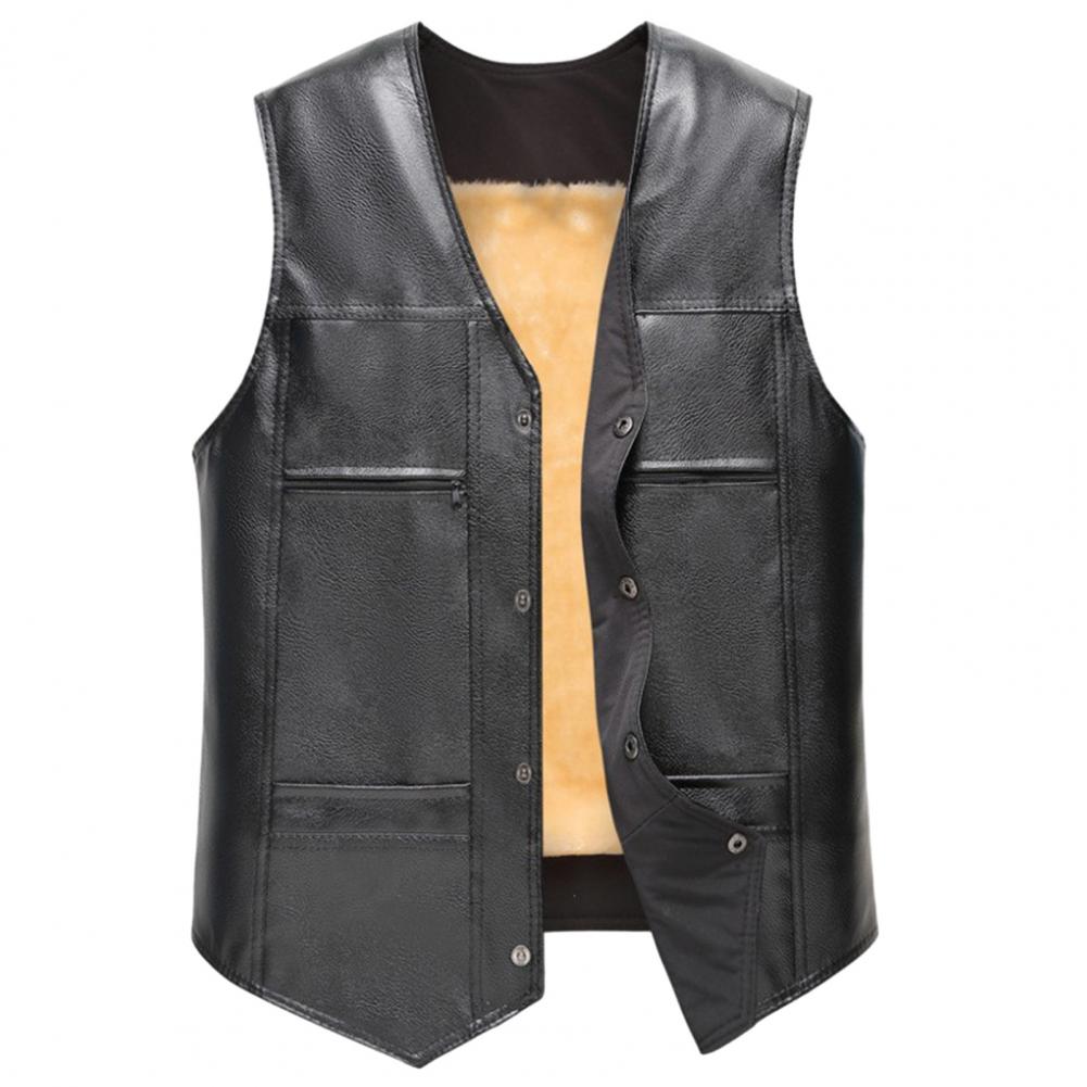 Veste sans manche biker noir en cuir