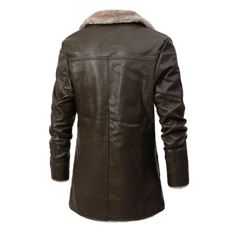 Veste longue Veste Simili Cuir Fourrure Homme