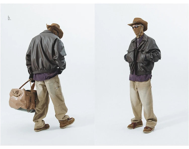 Veste en cuir vintage souple homme