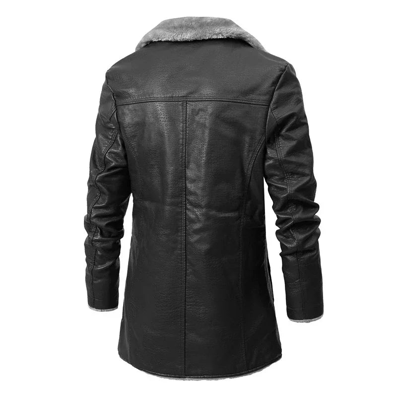 Veste longue Veste Simili Cuir Fourrure Homme