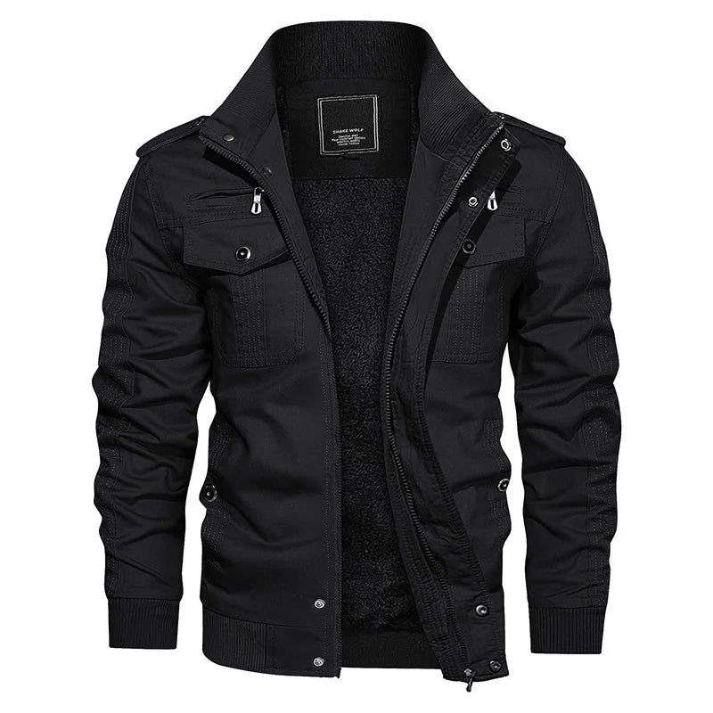 Veste militaire longue double poches homme