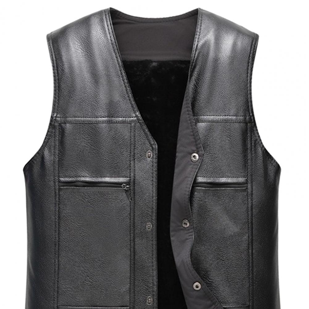 Veste sans manche biker noir en cuir