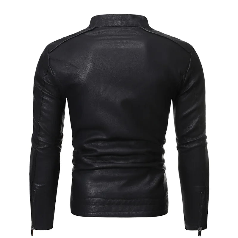 Veste en cuir style décontractée slim