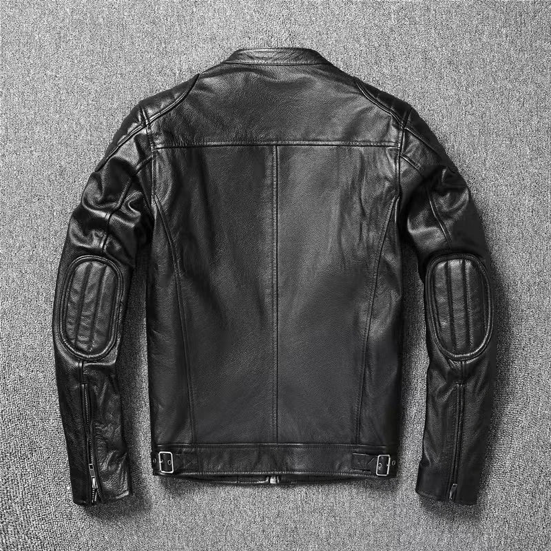 Veste style vintage en cuir de vachette véritable