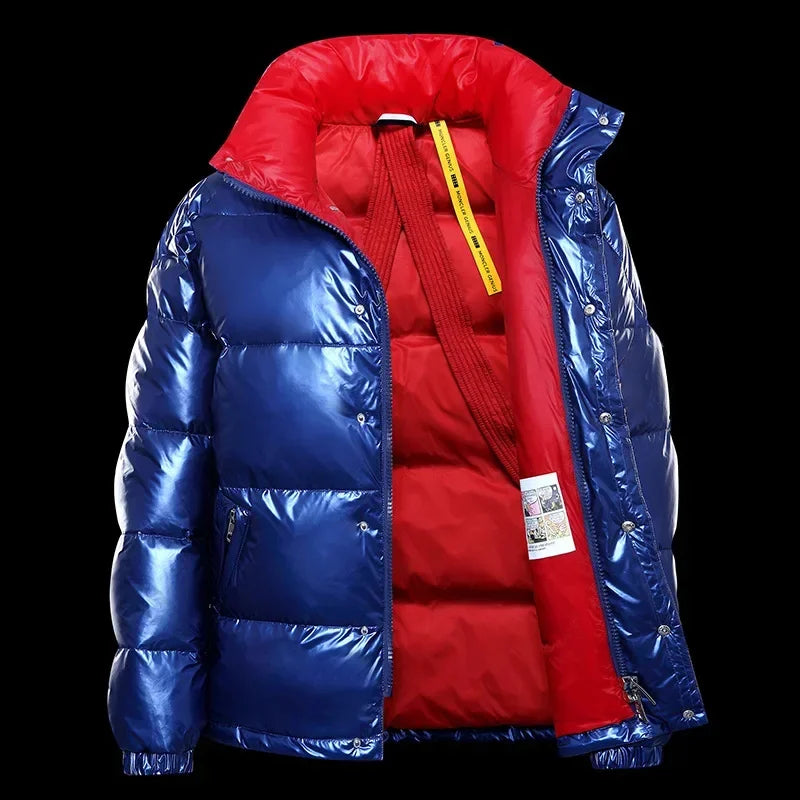 Veste doudoune noir d'hiver brillante pour homme