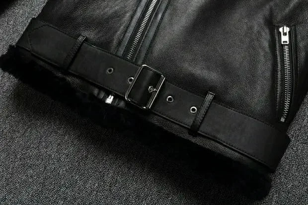 Eclipse - Veste en Cuir véritable à fourrure