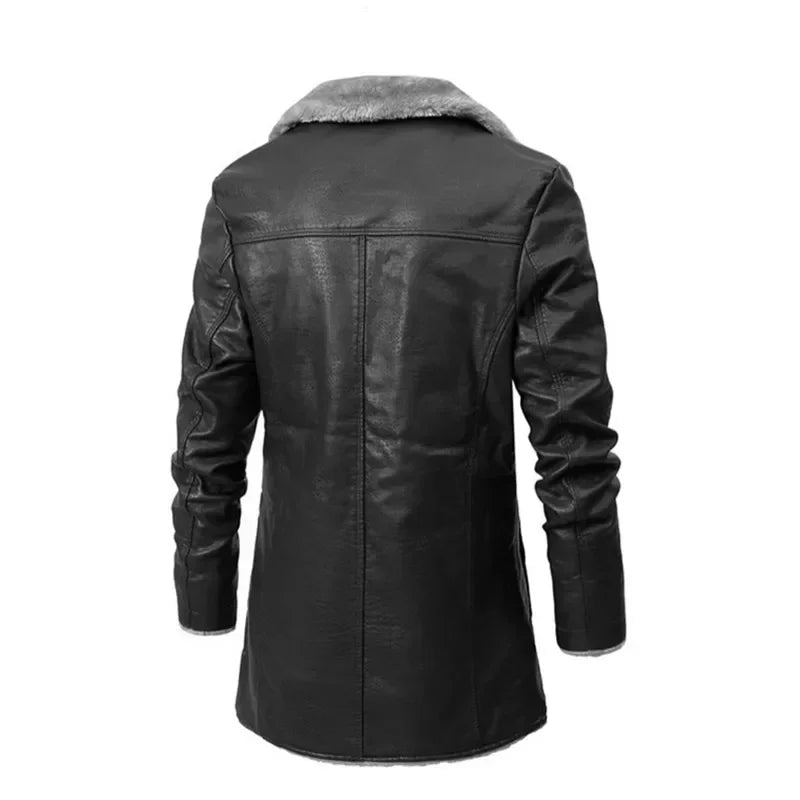 Veste longue Veste Simili Cuir Fourrure Homme