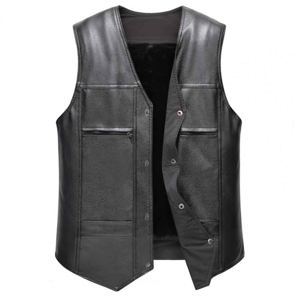 Veste sans manche biker noir en cuir