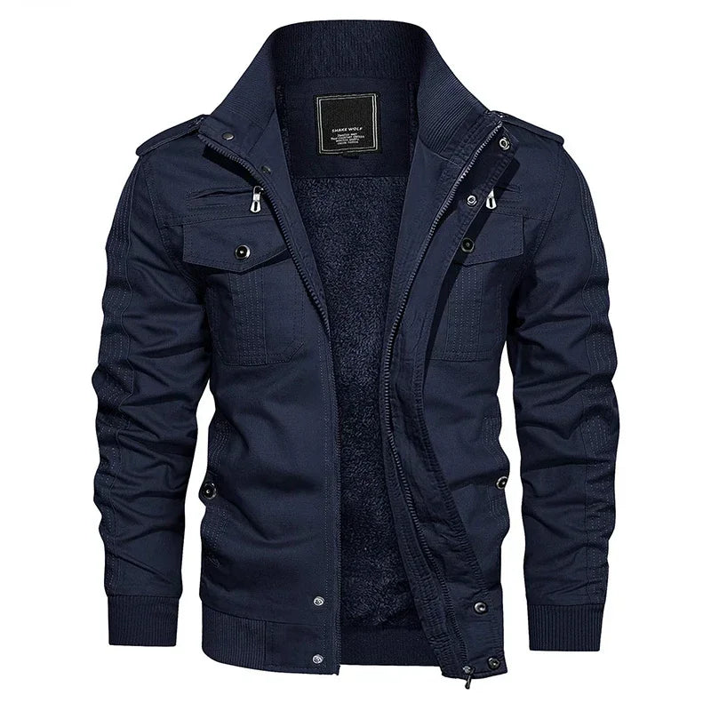 Veste militaire longue double poches homme