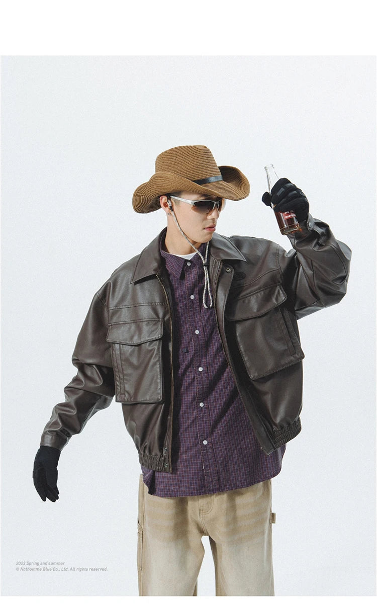 Veste en cuir vintage souple homme