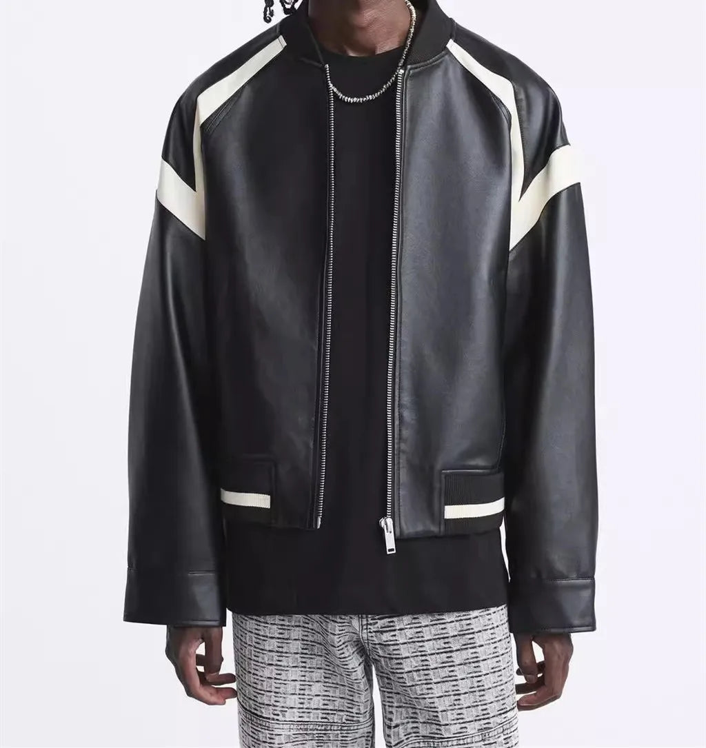 Veste mi Saison en cuir Luxe Homme