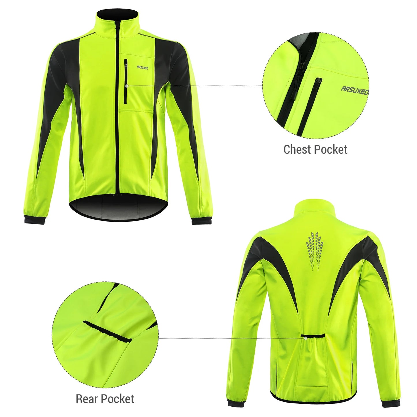 ReflectRun - Veste hiver de running réfléchissante avec poches