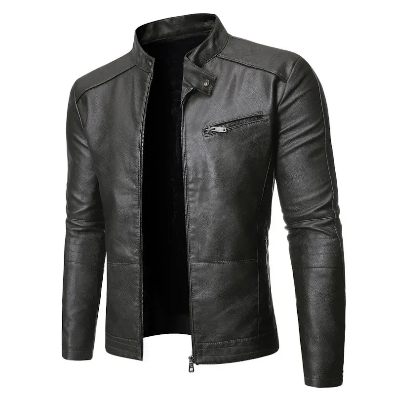Veste en cuir style décontractée slim