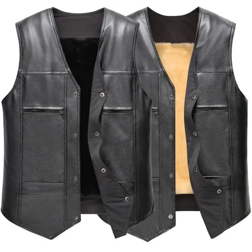Veste sans manche biker noir en cuir