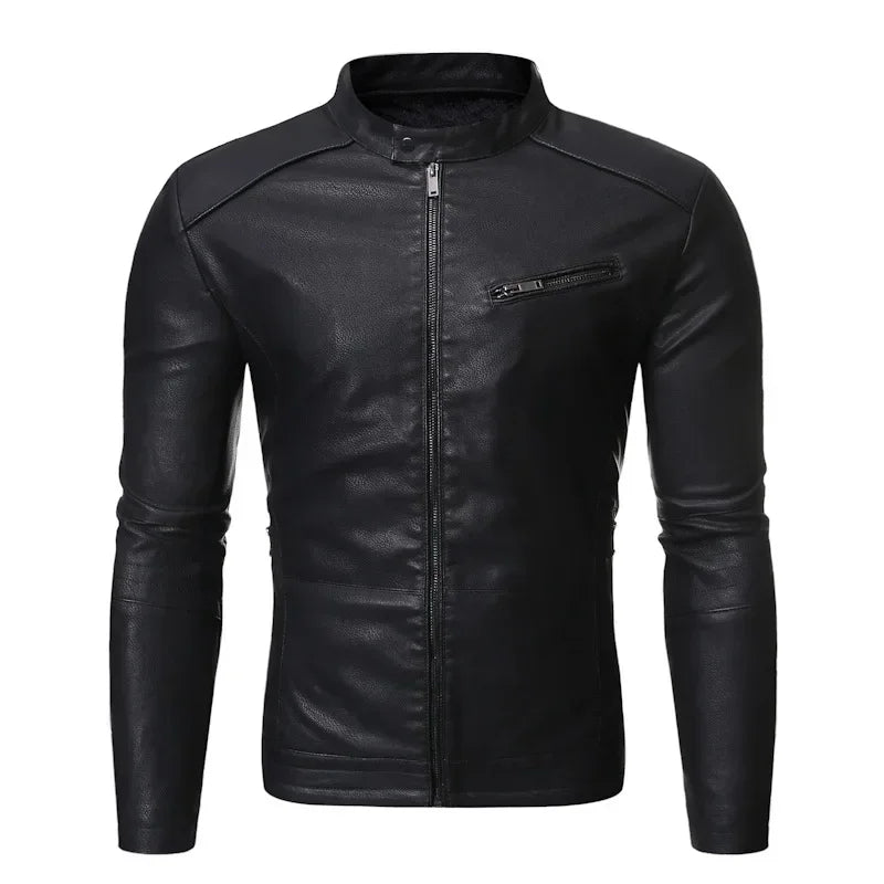 Veste en cuir style décontractée slim
