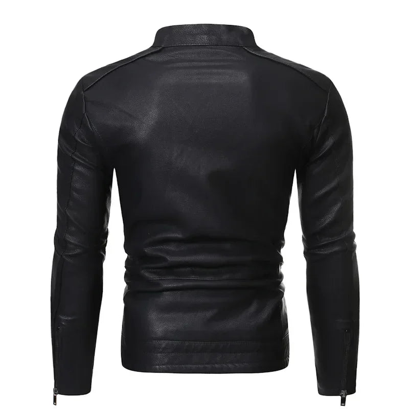 Veste en cuir style décontractée slim