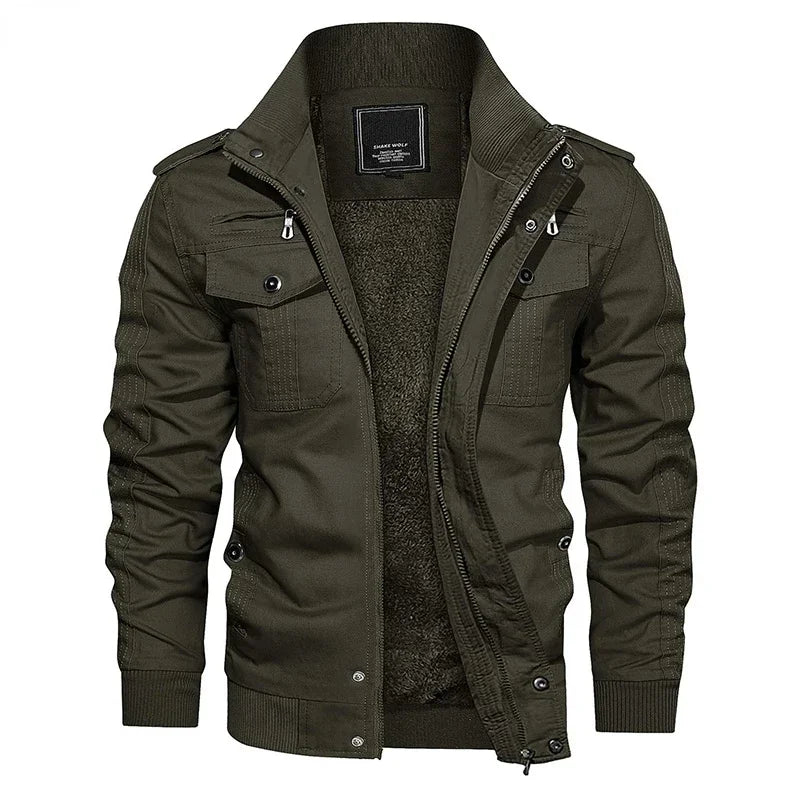 Veste militaire longue double poches homme