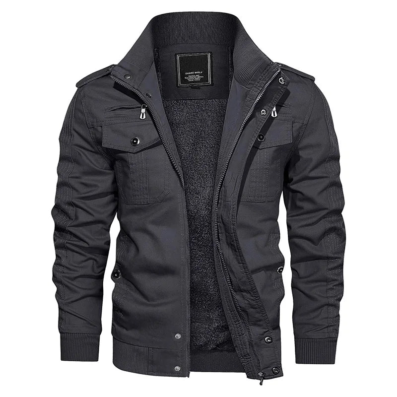 Veste militaire longue double poches homme