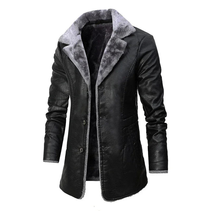 Veste longue Veste Simili Cuir Fourrure Homme