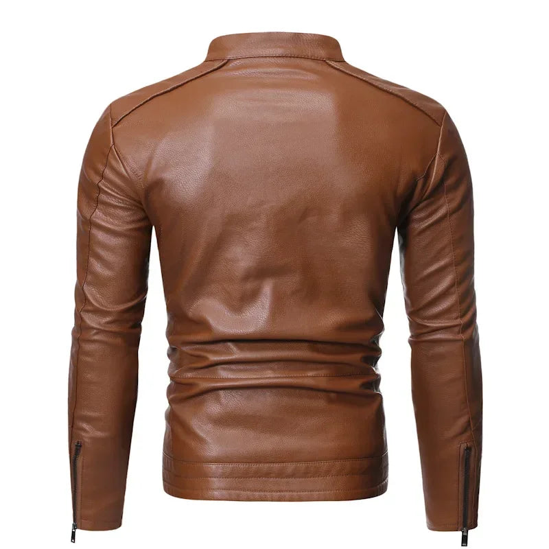 Veste en cuir style décontractée slim