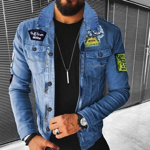 Veste en jean à col mouton homme