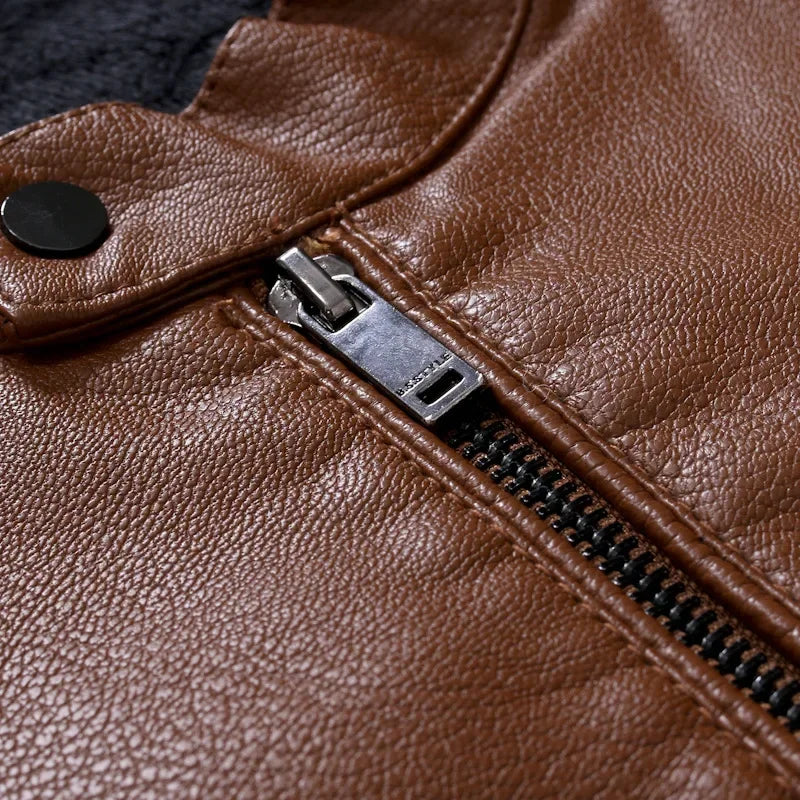 Veste en cuir style décontractée slim