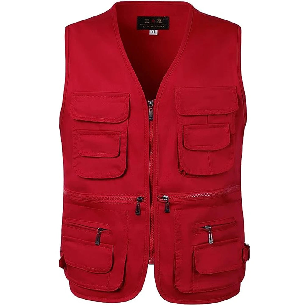 Veste cargo sans manche large style gilet pour homme