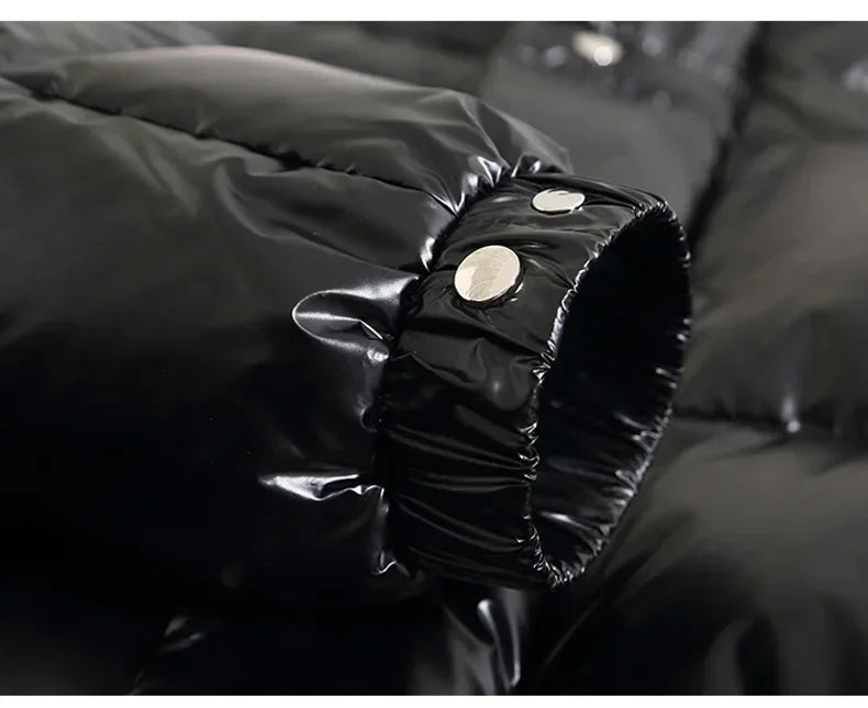 Veste doudoune noir d'hiver brillante pour homme