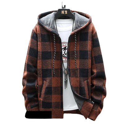 Veste cardigan en laine à capuche pour homme