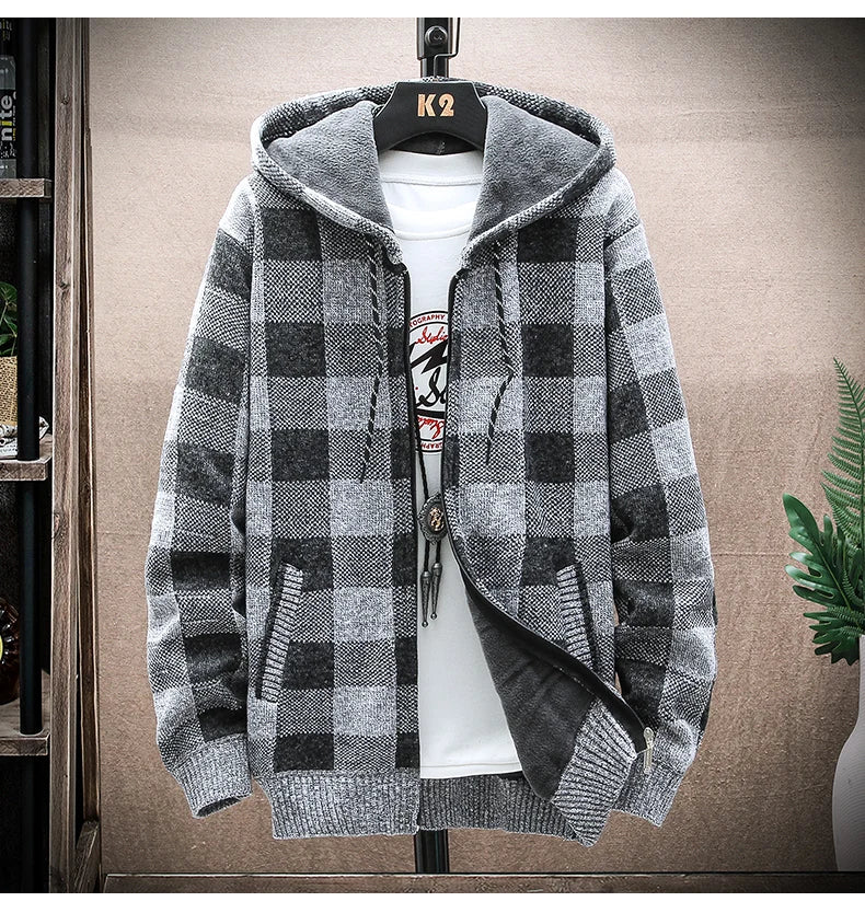 Veste cardigan en laine à capuche pour homme