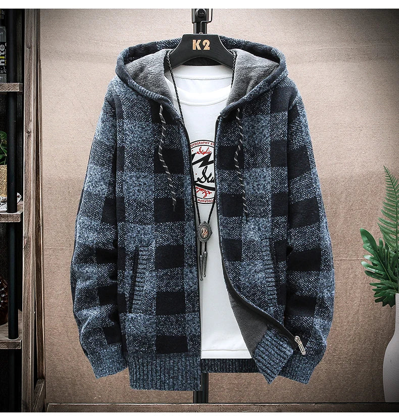 Veste cardigan en laine à capuche pour homme