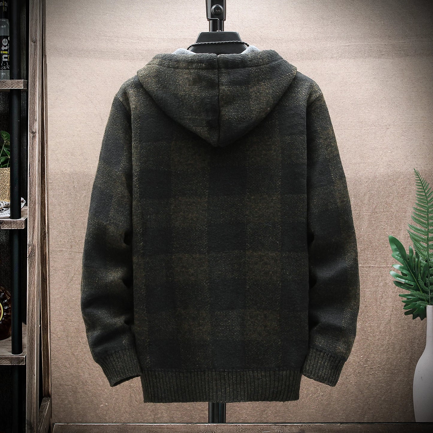 Veste cardigan en laine à capuche pour homme