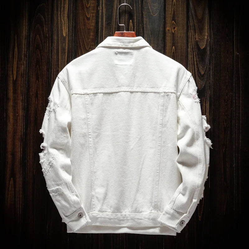 Veste en Jean Streetwear déchirée Homme