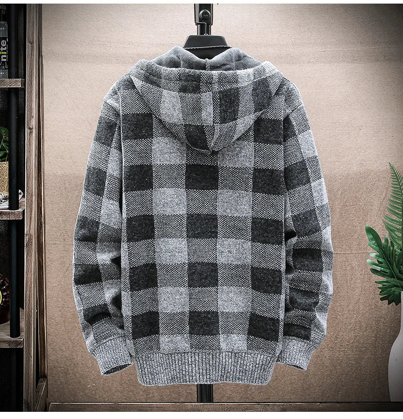Veste cardigan en laine à capuche pour homme
