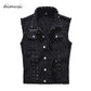 Veste en jean noir avec trou à rivets