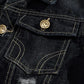 Veste en jean denim noir sans manche pour homme