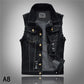 Veste en jean denim noir sans manche pour homme