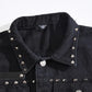 Veste en jean noir avec trou à rivets