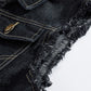 Veste en jean denim noir sans manche pour homme