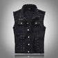 Veste en jean noir avec trou à rivets