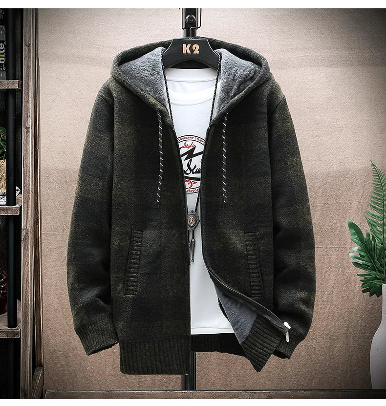 Veste cardigan en laine à capuche pour homme