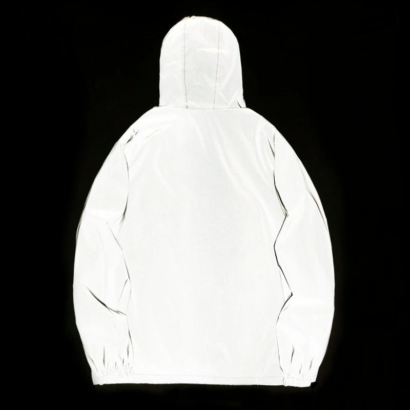 Veste imperméable réfléchissante à capuche avec fermeture éclair homme