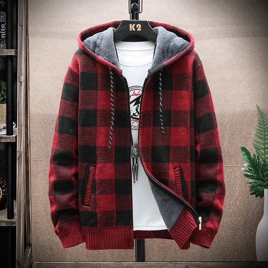 Veste cardigan en laine à capuche pour homme