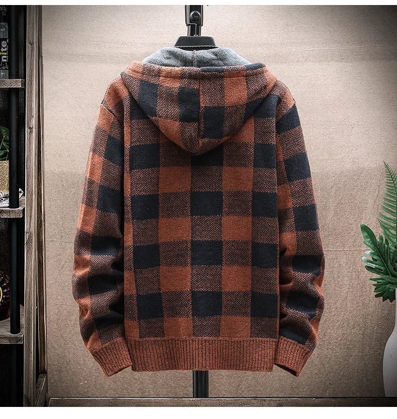 Veste cardigan en laine à capuche pour homme