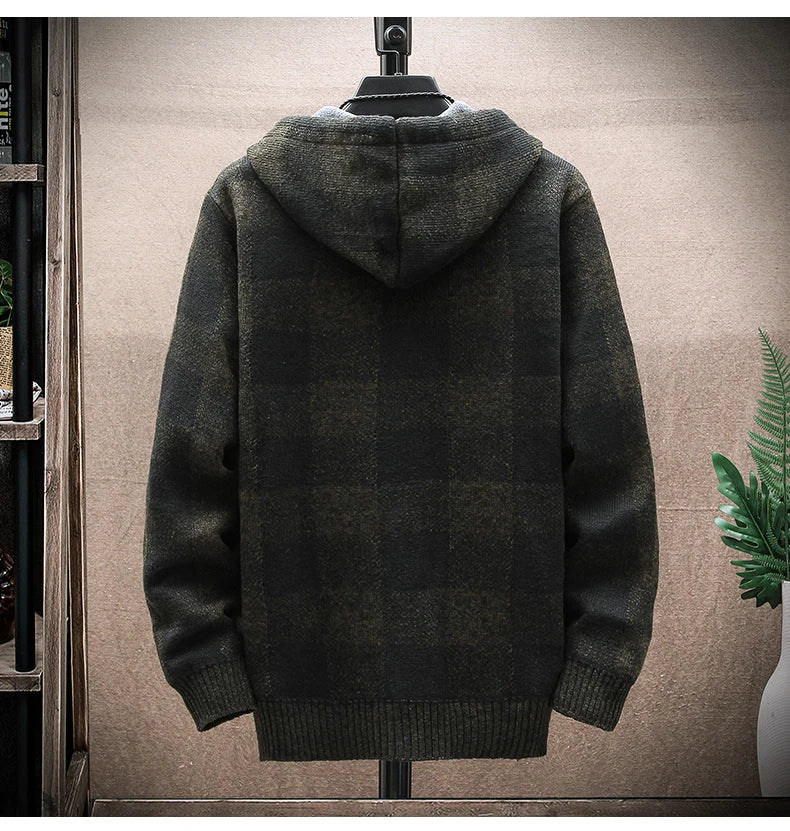 Veste cardigan en laine à capuche pour homme