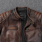 Veste style vintage en cuir de vachette véritable