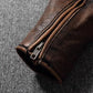 Veste style vintage en cuir de vachette véritable