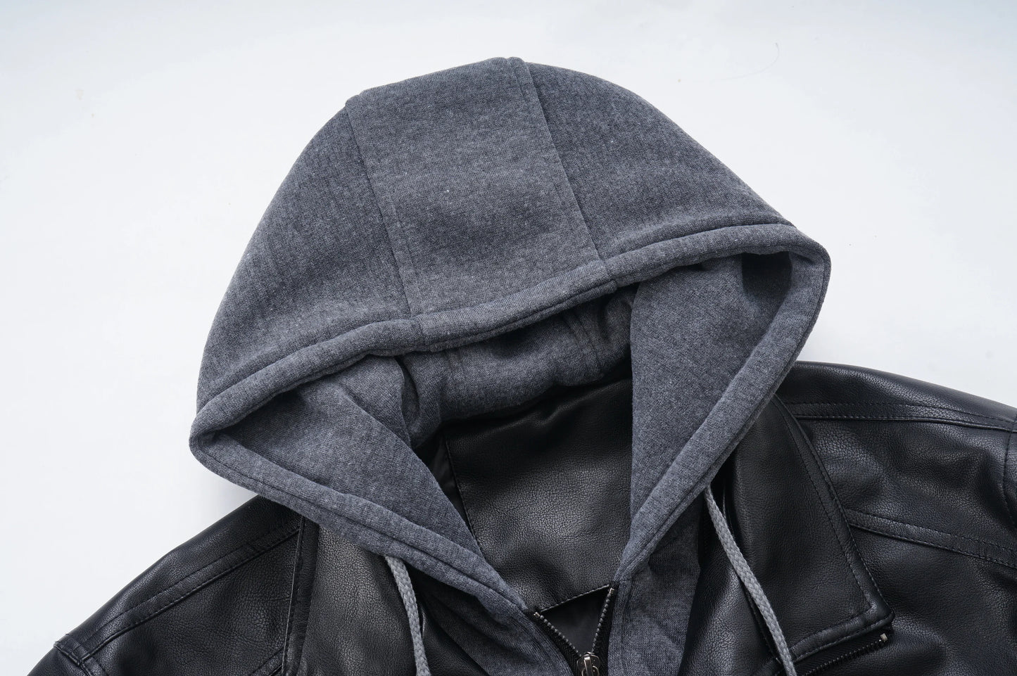 Veste en cuir à capuche homme